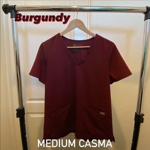 FIGS Medium Scrub Top - Burgundy Casma